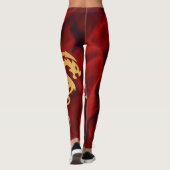 Minimalistische betoverde gouden rode magische dra leggings (Achterkant)