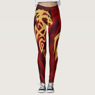 Minimalistische betoverde gouden rode magische dra leggings