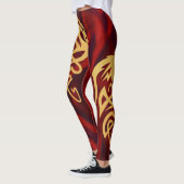 Minimalistische betoverde gouden rode magische dra leggings (Links)