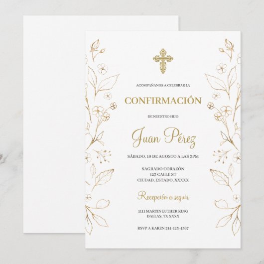 Minimalistische bevestiging Spaanse uitnodiging (Voorkant / Achterkant)