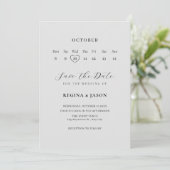 Minimalistische bewaar de datum kalender save the date (Staand voorkant)