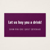 Minimalistische, bewerkbare, diepe Drink Tickets Visitekaartjes (Voorkant)