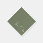 Minimalistische bewerkbare kleur groen bruiloft servet (Hoek)