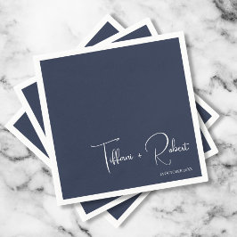 Minimalistische bewerkbare kleur Navy Blue Trouw Servet