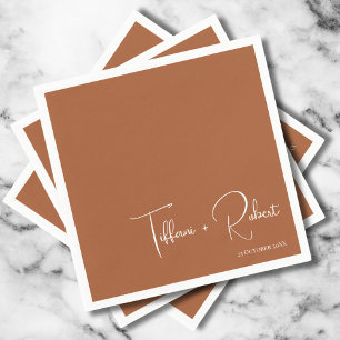 Minimalistische bewerkbare kleur Terracotta bruilo Servet