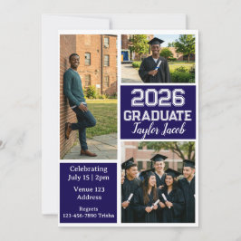 Minimalistische bewerkbare kleurrijke afstudeerfot kaart