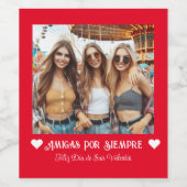 Minimalistische BFF Valentijnsdag Spaans Wit Hart Wijn Etiket (Enkel label)