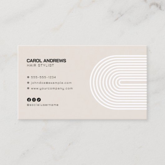 Minimalistische Biege Hair Stylist Haardressoir Sa Visitekaartje (Voorkant)