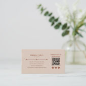 Minimalistische Biege Patroon Kapper QR Code Visitekaartje (Staand voorkant)
