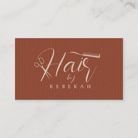 Minimalistische Biege Pattern Haarstylist QR-code Visitekaartje (Achterkant)