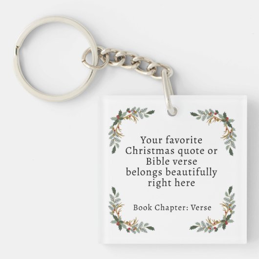 Minimalistische Bijbelvers met Kerst Sleutelhanger (voorkant)