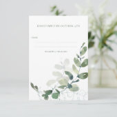 Minimalistische bijtende botanische eucalyptusbrui RSVP kaartje (Staand voorkant)