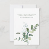 Minimalistische bijtende botanische eucalyptusbrui RSVP kaartje (Achterkant)