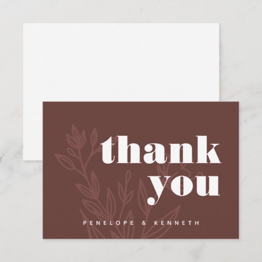 Minimalistische bijtende bruine bruine bruine brui bedankkaart (Voorkant / Achterkant)