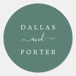 Minimalistische bijtende groene jager-envelop ronde sticker