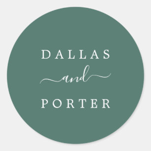 Minimalistische bijtende groene jager-envelop ronde sticker