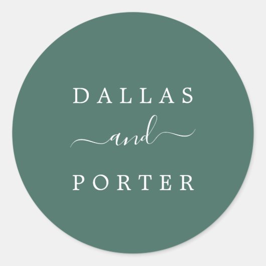 Minimalistische bijtende groene jager-envelop ronde sticker (Voorkant)