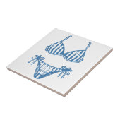 Minimalistische Bikini Line Art Blue Outline Coast Tegeltje (Zijkant)