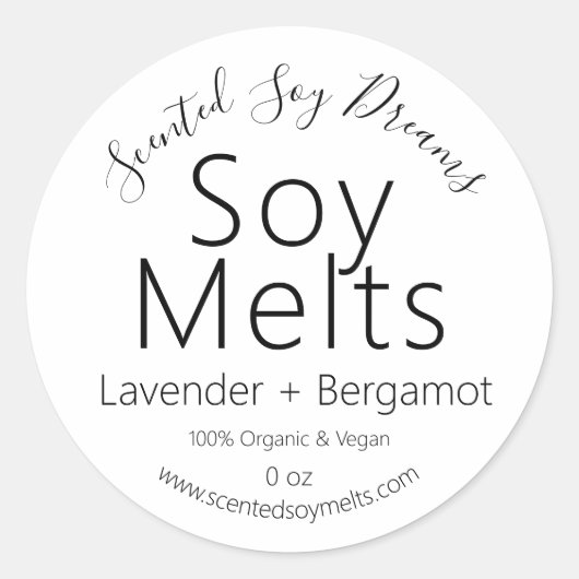 Minimalistische biologische veganistische soja wax ronde sticker (Voorkant)