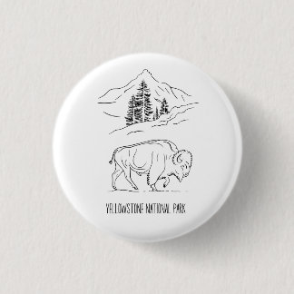 Minimalistische Bizon in Berglandschap Shirt Ronde Button 3,2 Cm