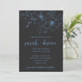 Minimalistische Black and Blue Wedding Invitation  Kaart (Staand voorkant)