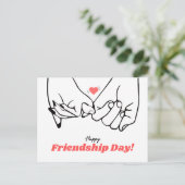 Minimalistische Black and Red Line Art Friendship  Briefkaart (Staand voorkant)