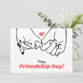 Minimalistische Black and Red Line Art Friendship  Feestdagenkaart (Staand voorkant)