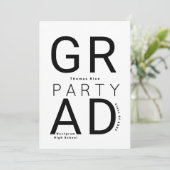 Minimalistische Black and White Afstuderen Invitat Kaart (Staand voorkant)