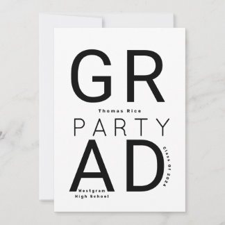 Minimalistische Black and White Afstuderen Invitat Kaart