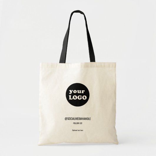 Minimalistische Black and White Custom Business Lo Tote Bag (Voorkant)