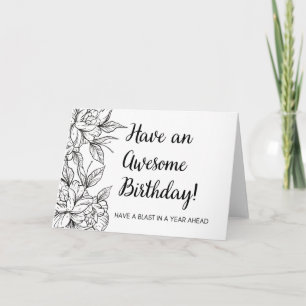 Minimalistische Black and White Happy Birthday Kaart