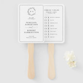 Minimalistische Black and White Leaf Wedding Timel Handwaaier (Voorkant en achterkant)