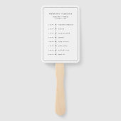 Minimalistische Black and White Leaf Wedding Timel Handwaaier (Achterkant)