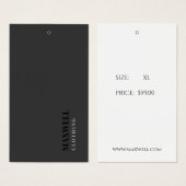 Minimalistische Black and White Modern Hang-Labels Visitekaartje (Voorkant /achterkant)