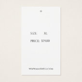 Minimalistische Black and White Modern Hang-Labels Visitekaartje (Achterkant)