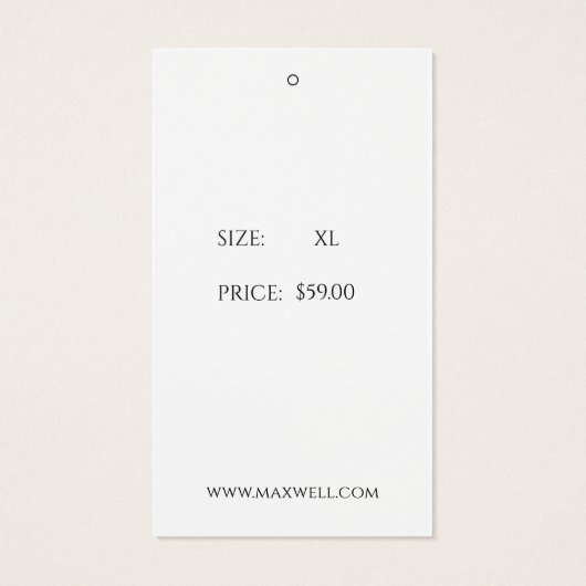 Minimalistische Black and White Modern Hang-Labels Visitekaartje (Achterkant)