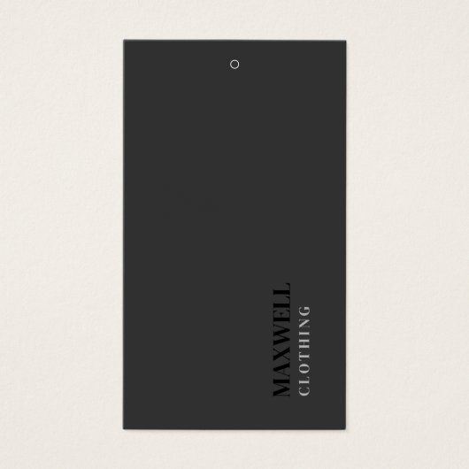Minimalistische Black and White Modern Hang-Labels Visitekaartje (Voorkant)
