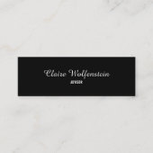 Minimalistische Black and White Script Professiona Mini Visitekaartje (Voorkant)