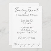 Minimalistische Black and White Sunday Brunch Kaart (Voorkant / Achterkant)