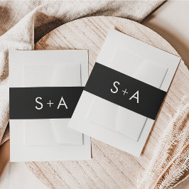 Minimalistische Black and White Wedding Invitation Uitnodigingen Wikkel