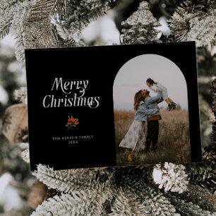 Minimalistische Black Arch Vrolijke Kerstfoto Feestdagenkaart