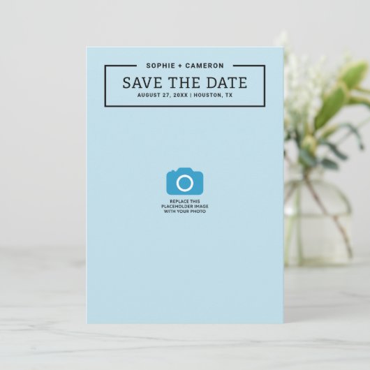 Minimalistische Black Border Photo Save the Date K (Staand voorkant)