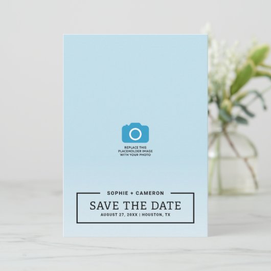 Minimalistische Black Border Photo Save the Date K (Staand voorkant)