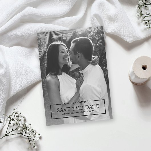 Minimalistische Black Border Photo Save the Date K