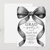 Minimalistische Black Bow Graduation Party Ribbon Kaart (Voorkant / Achterkant)