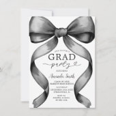 Minimalistische Black Bow Graduation Party Ribbon Kaart (Voorkant)