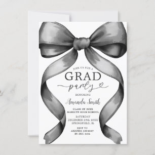 Minimalistische Black Bow Graduation Party Ribbon Kaart