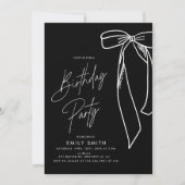 Minimalistische Black Bow Verjaardag Kaart (Voorkant)