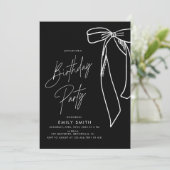 Minimalistische Black Bow Verjaardag Kaart (Staand voorkant)