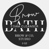 Minimalistische Black Brow Bath Cleanser verpakkin Ronde Sticker (Voorkant)